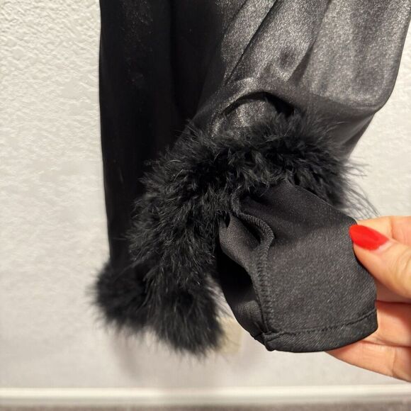 Morgan & Company Juniors Halter-neck Feather Trim Black Mini Dress Women’s 7 NWT - Picture 9 of 11